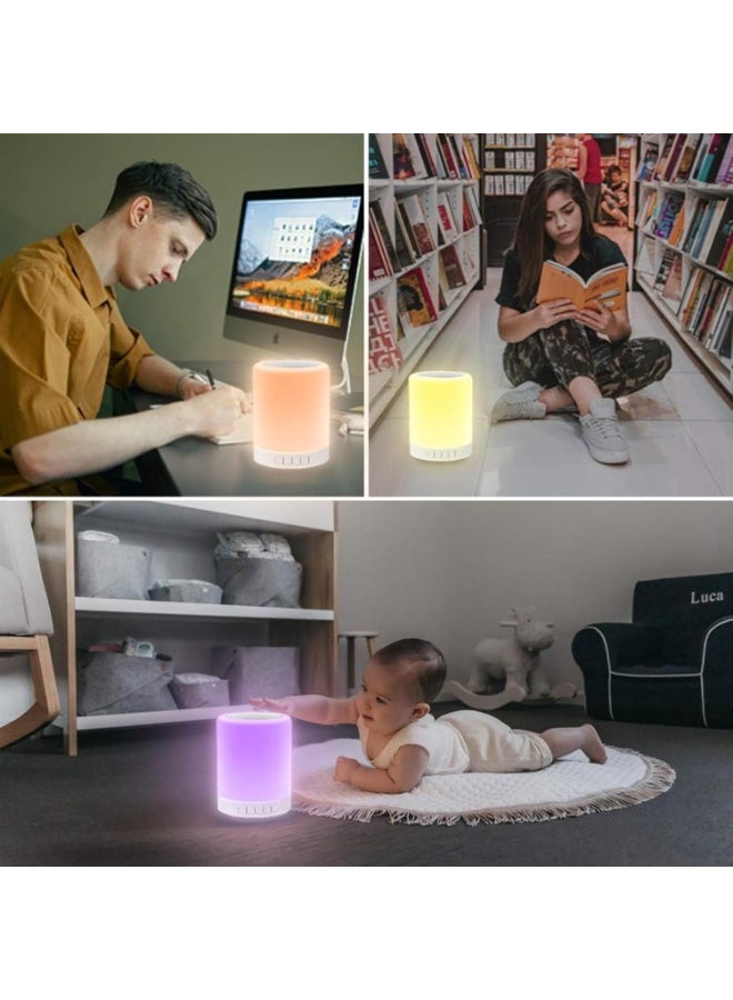 آر بي زد هوم تك مصباح ليلي يعمل باللمس بتقنية LED مع مكبر صوت بلوتوث، مصباح محمول متغير الألوان، مشغل موسيقى لاسلكي بمنفذ USB، أبيض - Image 4